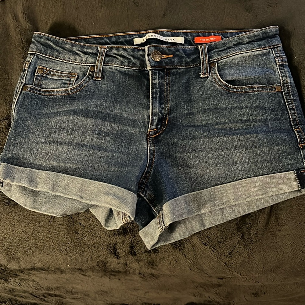 Celebrity pink jean shorts